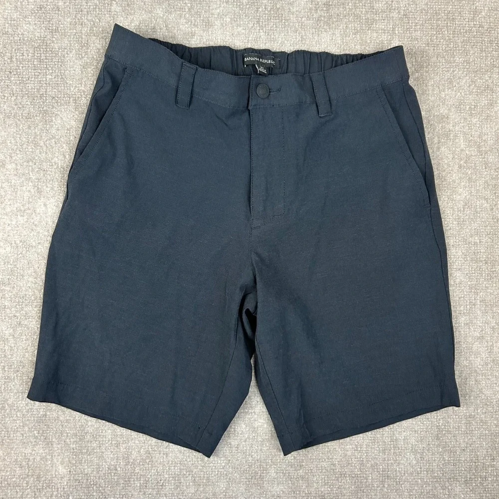 Banana Republic Chino Shorts Mens 32 Navy Slash Pocket Comfort Waistband Golf